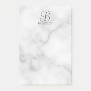 白い大理石パーソナライズされたスクリプトのモノグラムと名前 ポストイット