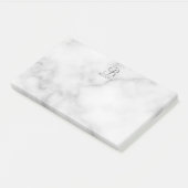 白い大理石パーソナライズされたスクリプトのモノグラムと名前 ポストイット (アングル)