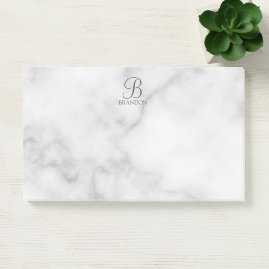 白い大理石パーソナライズされたスクリプトのモノグラムと名前 ポストイット (オフィス)