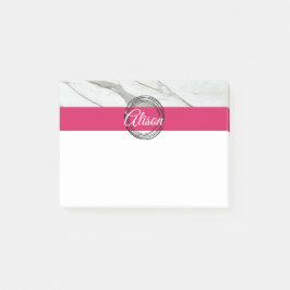 白い大理石ピンクの黒い円の個人的な投稿 ポストイット