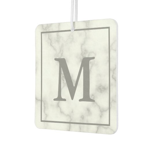 白い大理石フェイクのモノグラム カーエアーフレッシュナー (左)