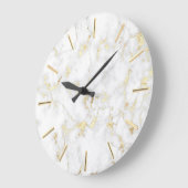 白い大理石フェイク金ゴールド箔詳細 ラージ壁時計 (傾斜)