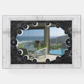 白い大理石フレーム黒い球体 ゲストブック (裏面)