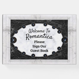 白い大理石フレーム黒い球体 ゲストブック