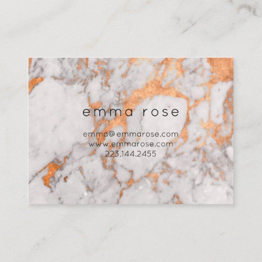 白い大理石及び銅の名刺 名刺 (裏面)