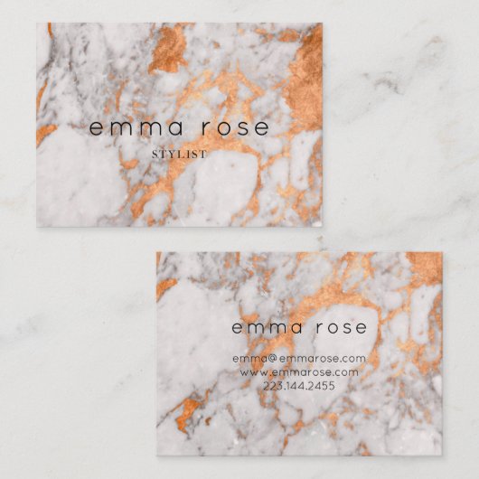 白い大理石及び銅の名刺 名刺 (正面/裏面)