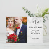 白い大理石2枚の写真結婚のサンキューカード サンキューカード (スタンド正面)