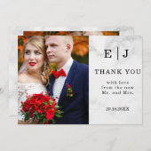 白い大理石2枚の写真結婚のサンキューカード サンキューカード (正面/裏面)