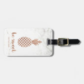 白い大理石|のローズピンクのパイナップルは甘いです ラゲッジタグ (正面横)