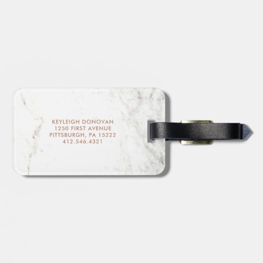 白い大理石|のローズピンクのパイナップルは甘いです ラゲッジタグ (裏面横)