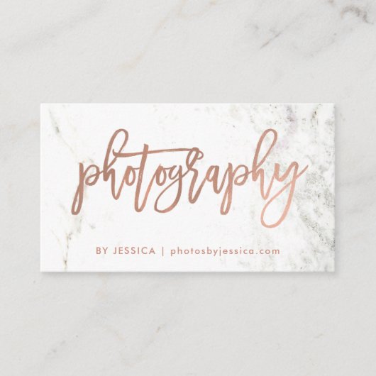 白い大理石|の写真撮影のばら色の金ゴールドの原稿 名刺 (正面)