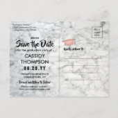 白い大理石&ピンク卒業写真デートの保存 ポストカード (裏面)