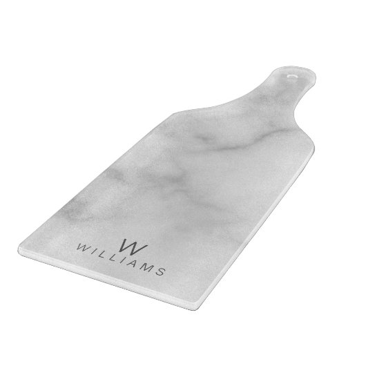 白い大理石(モノグラムパーソナライズされたと名前あり) カッティングボード (角)
