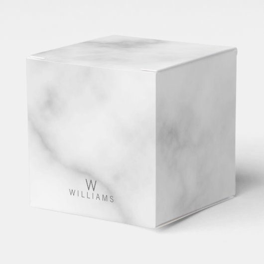 白い大理石(モノグラムパーソナライズされたと名前あり) フェイバーボックス (正面サイド)