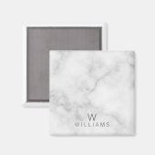 白い大理石(モノグラムパーソナライズされたと名前あり) マグネット (正面/裏面)