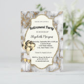 白い大理石、ワイングラス、風船、退職パーティー 招待状 (スタンド正面)