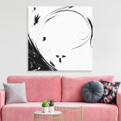 白い大理石、黒い塗りつぶしグラフィック キャンバスプリント (インサイチュ (リビング))