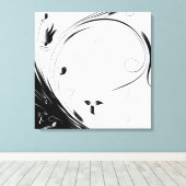 白い大理石、黒い塗りつぶしグラフィック キャンバスプリント (インサイチュ (ウッドフロア))