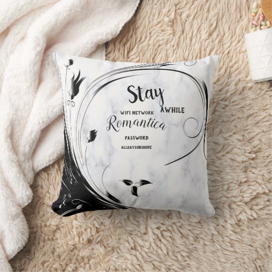 白い大理石、黒い塗りつぶしグラフィック クッション (ブランケット)