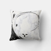 白い大理石、黒い塗りつぶしグラフィック クッション (裏面)