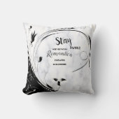 白い大理石、黒い塗りつぶしグラフィック クッション (正面)