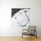 白い大理石、黒い塗りつぶしグラフィック タペストリー (インサイチュ(横))