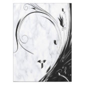 白い大理石、黒い塗りつぶしグラフィック テーブルクロス (正面)