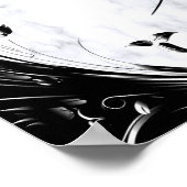 白い大理石、黒い塗りつぶしグラフィック ポスター (角)