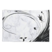 白い大理石、黒い塗りつぶしグラフィック 枕カバー (裏面)