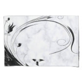 白い大理石、黒い塗りつぶしグラフィック 枕カバー (正面)