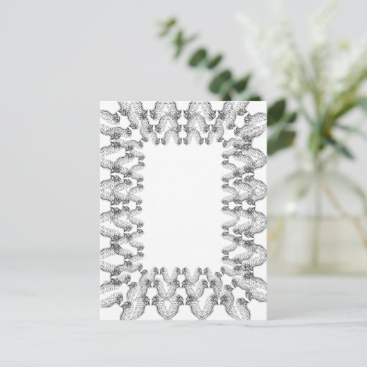 白い天使の羽縁どの枠。感動的 ポストカード (スタンド正面)