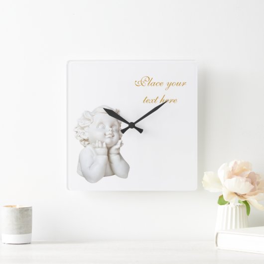 白い天使 スクエア壁時計 (ホーム)
