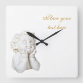 白い天使 スクエア壁時計 (正面)