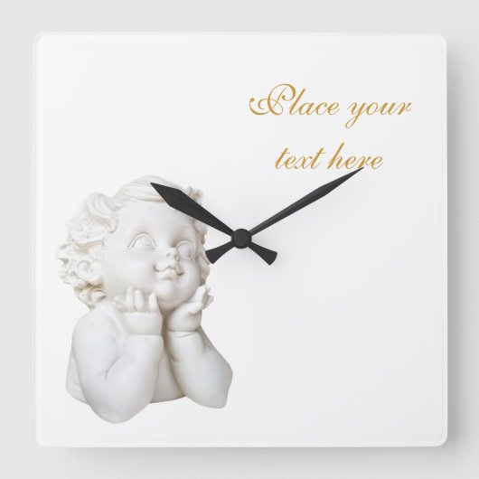 白い天使 スクエア壁時計 (正面)