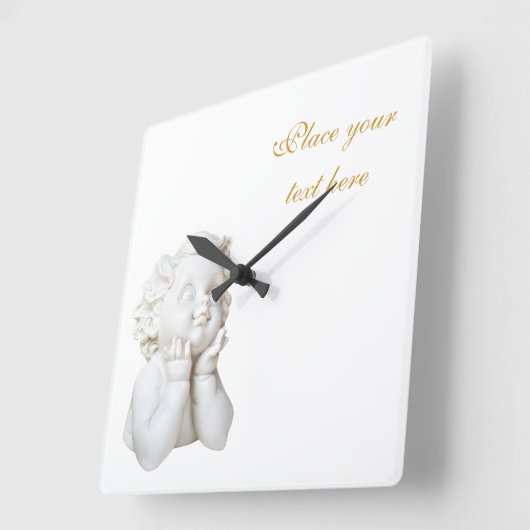 白い天使 スクエア壁時計 (傾斜)