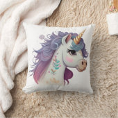 白い女の子のかわいい紫エレガントの魔法のユニコーン クッション (ブランケット)