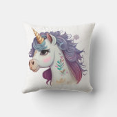 白い女の子のかわいい紫エレガントの魔法のユニコーン クッション (裏面)