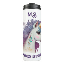 白い女の子のかわいい紫エレガントの魔法のユニコーン タンブラー