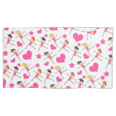 白い女パーソナライズされたの子の体操ハートスターの名前 枕カバー (正面)