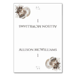 白い女性のカーボーイハットと花 – 肉アイコン テーブルナンバー