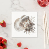 白い女性のカーボーイ帽子（花あり） スタンダードカクテルナプキン (インサイチュ)