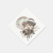 白い女性のカーボーイ帽子（花あり） スタンダードカクテルナプキン (角)