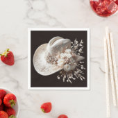 白い女性のカーボーイ帽子（花あり） スタンダードカクテルナプキン (インサイチュ)