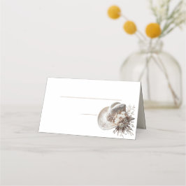 白い女性のカーボーイ帽子（花あり） プレイスカード