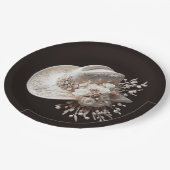 白い女性のカーボーイ帽子（花あり） ペーパープレート (アングル)