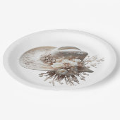 白い女性のカーボーイ帽子（花あり） ペーパープレート (アングル)