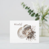 白い女性のカーボーイ帽子（花あり） ポストカード (スタンド正面)