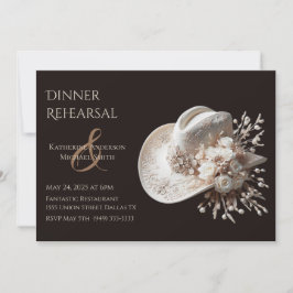 白い女性のカーボーイ帽子（花あり） 招待状