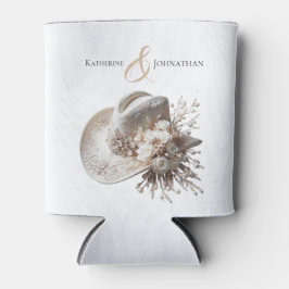 白い女性のカーボーイ帽子（花あり） 缶クーラー