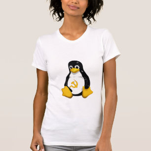白い女性の共産主義のペンギン(Linux) Tシャツ